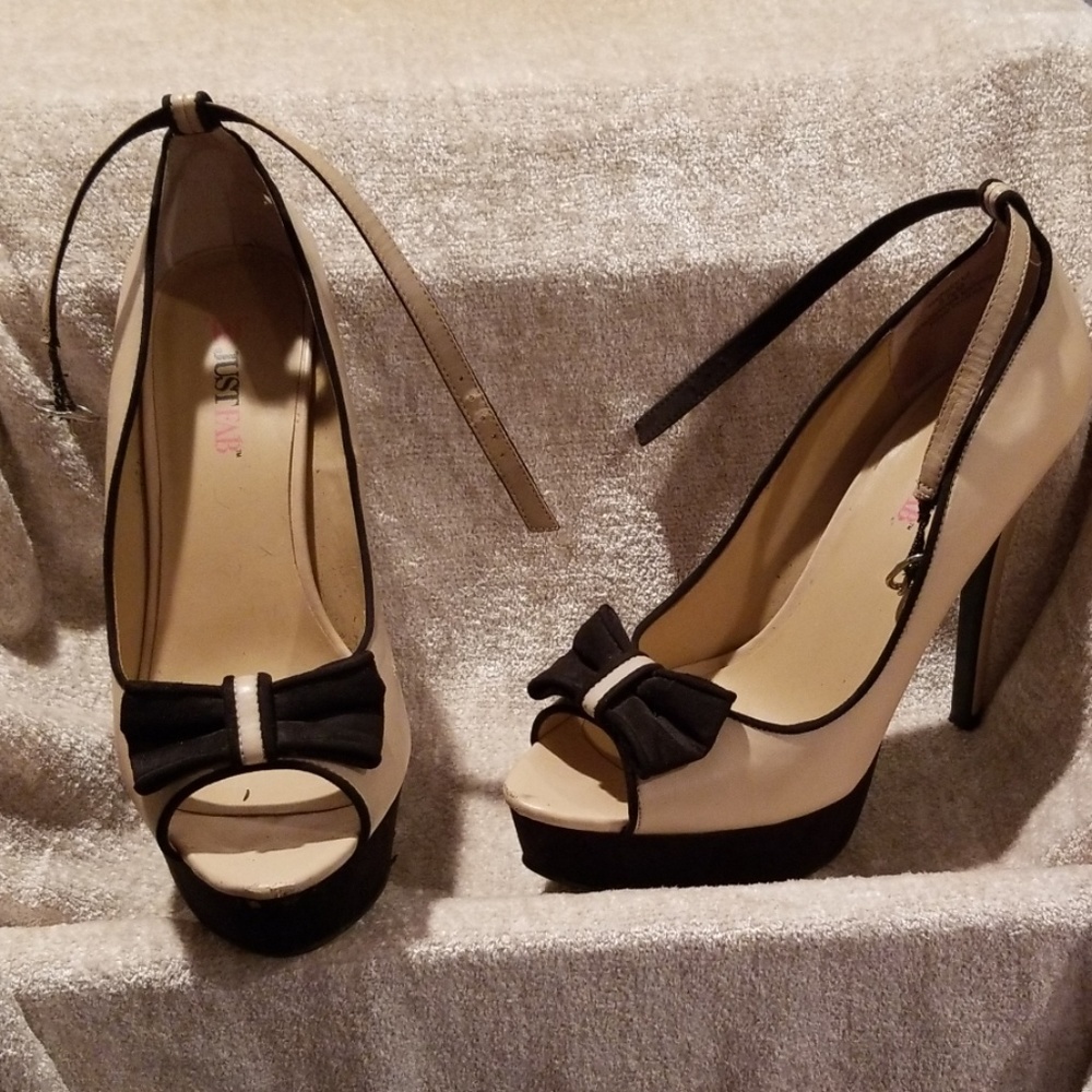 JustFab Marseille Two Tone Peep-Toe Pumps